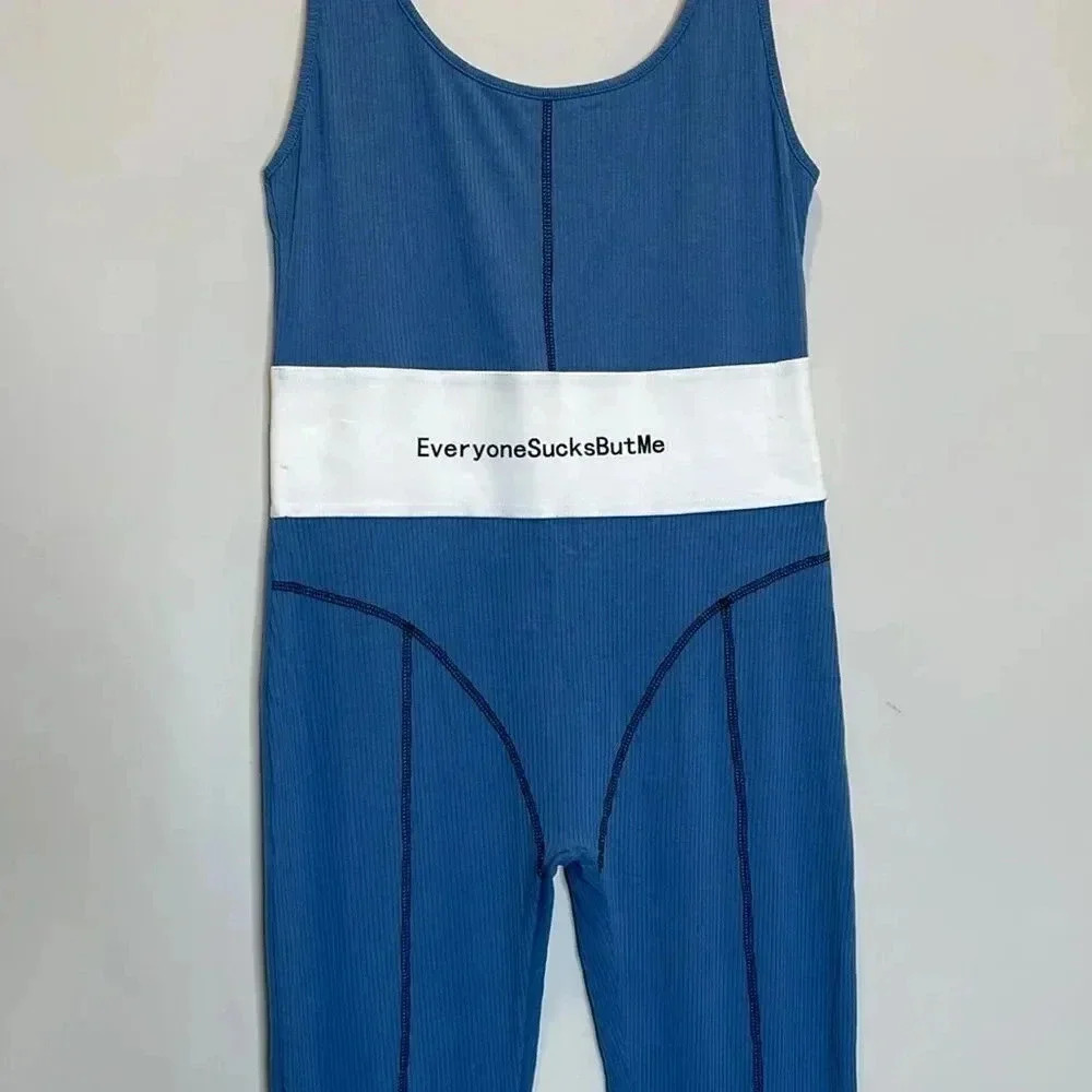 Everyone sucks blue and white Jumpsuit - Picture 6 of 12